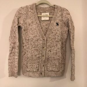 Abercrombie Oatmeal Cable-knit Cardigan